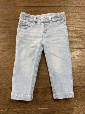 Ruffle Butts Light Blue Stretch Denim Jeggings with Rolled Cuffs